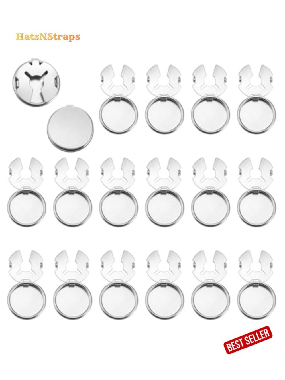 20pcs Brass Round Button Covers for Men's Dress Shirts, Clip-On Cufflinks